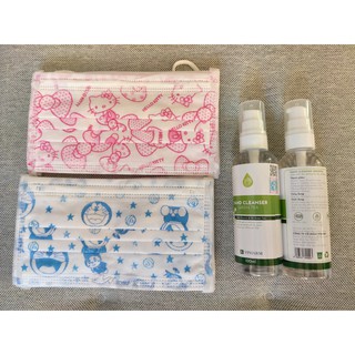 Combo 05 khẩu trang y tế Hello Kitty/ Doraemon + 02 Chai rửa tay diệt khuẩn 100ml xịt