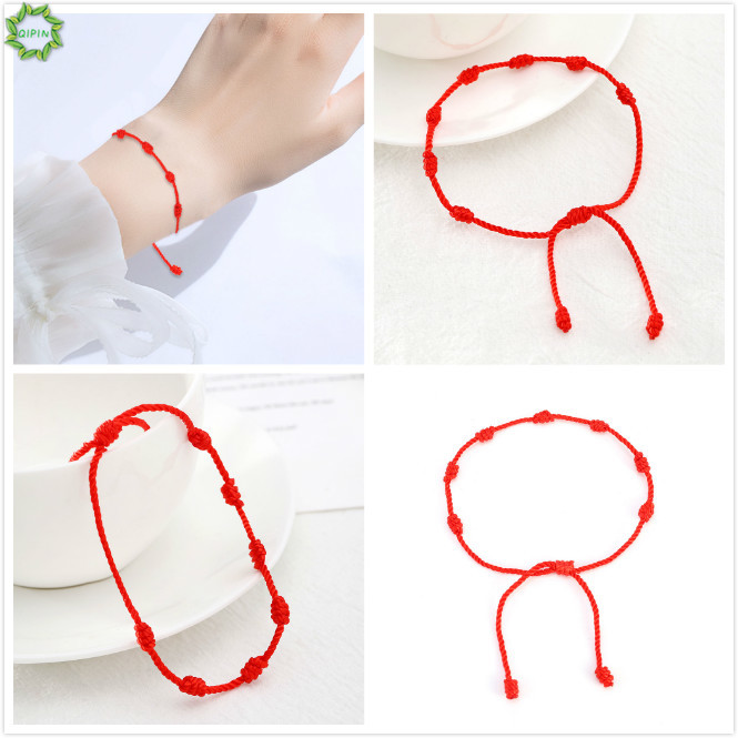 Vòng đeo tay sợi bện đỏ 7 nút thắt mang lại may mắn độc đáo