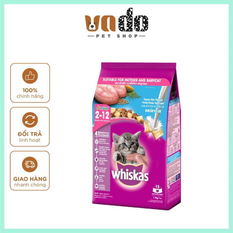 Thức ăn Whiskas cho mèo con 1.2kg - Hạt Whiskas 1,2kg cho mèo con thơm ngon
