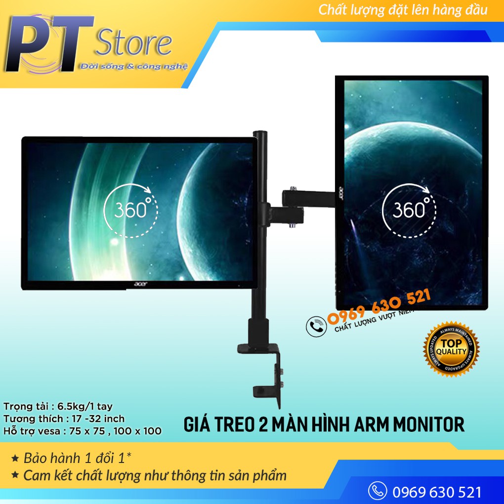 Giá treo màn hình - Giá treo 2 màn hình Arm Monitor - Model XD50-400 - Xoay 360 độ