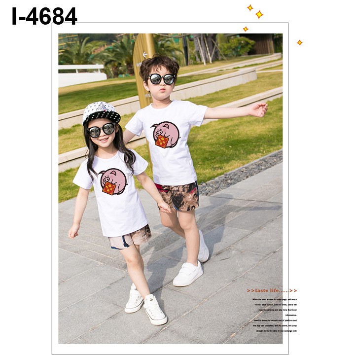 M4684 Áo Thun Gia Đình Năm Mới Kỷ Hợi 2019