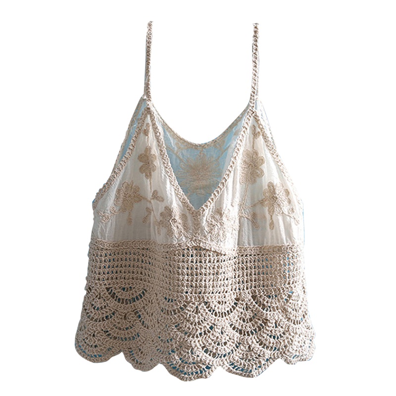 Áo Croptop Hai Dây Cổ Chữ V Phối Ren Dễ Thương Thời Trang Mùa Hè Cho Bạn Gái