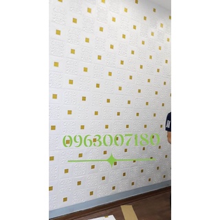 Combo 20 tấm xốp dán tường hoa văn kèm nhũ vàng