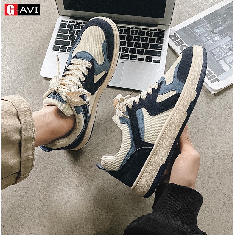 Giày sneaker nam chất vải cao cấp kết hợp da lộn phong cách trẻ trung năng động size 39-44 AVI - A18