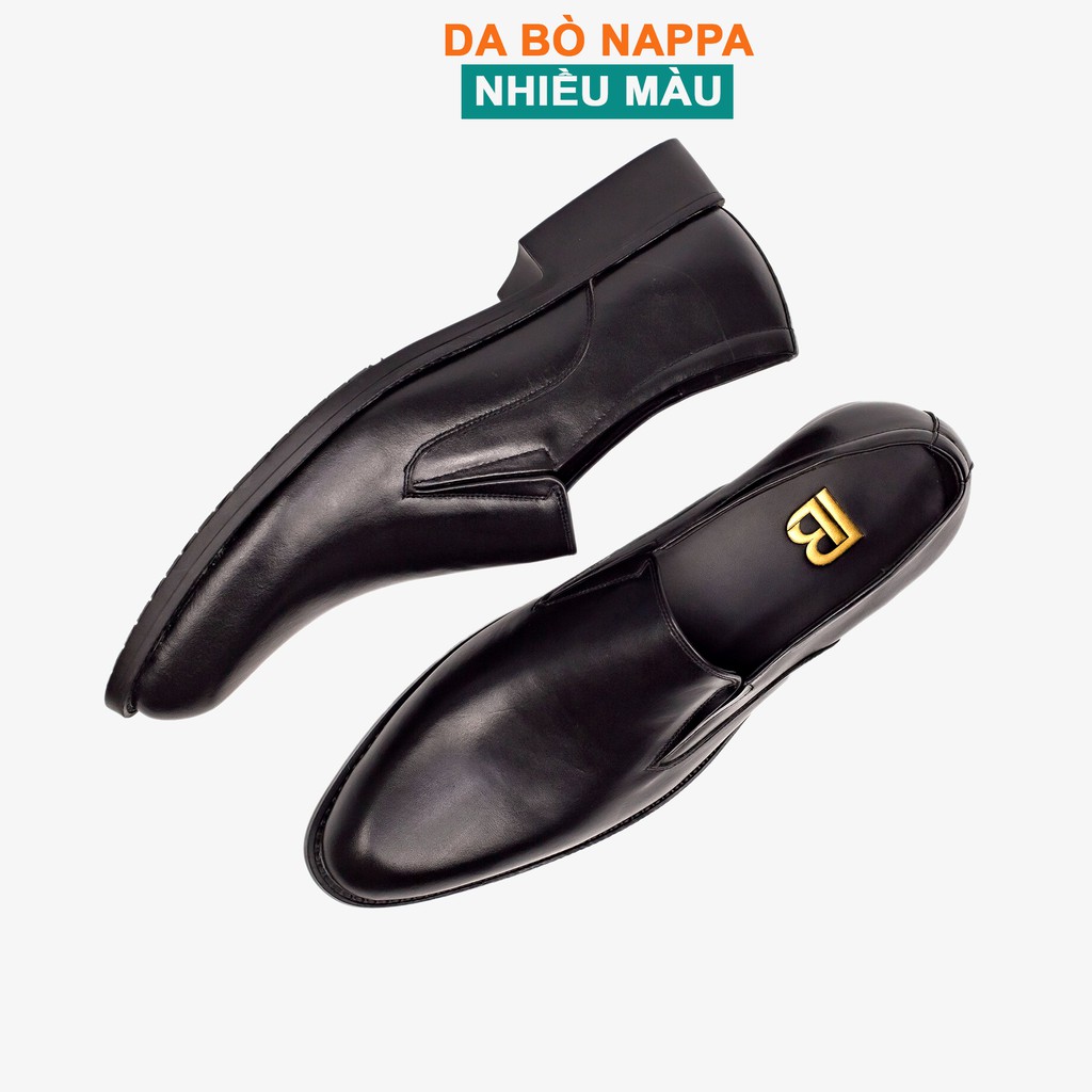 Giày tây nam công sở da bò nappa cao cấp, giày lười màu đen G107- Bụi leather- hộp sang trọng -BH 12 tháng