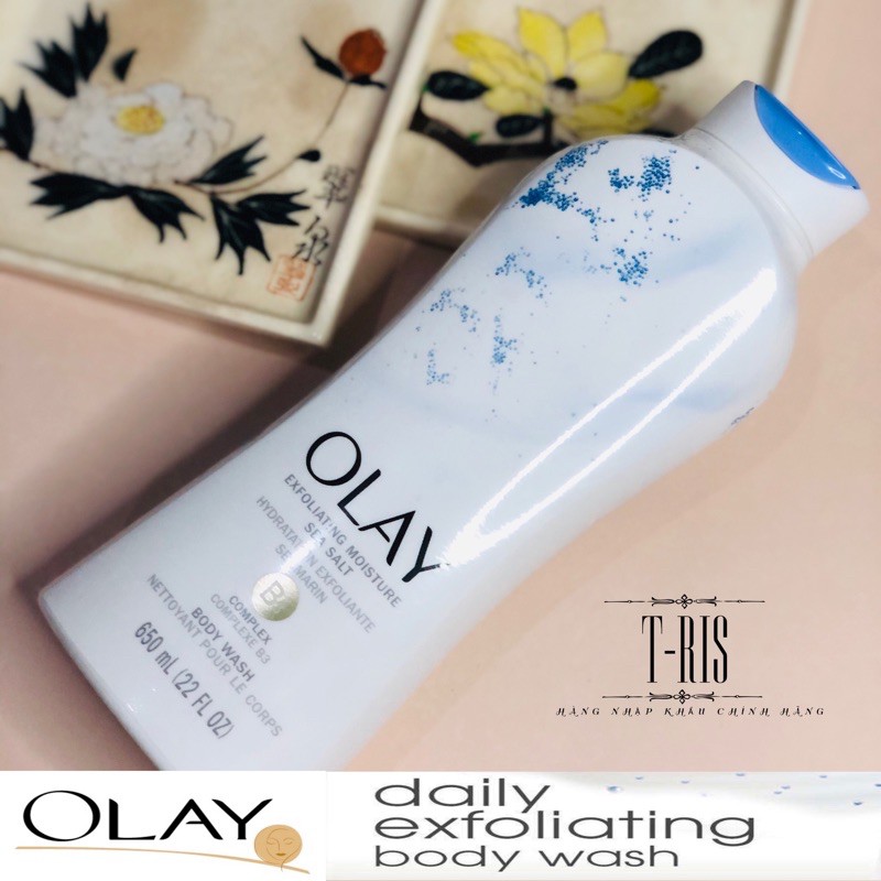 FSSMAR27 GIẢM 20% - FSSMAR27 GIẢM 60% [650ml] Sữa tắm Olay Daily Exfoliating with Sea Salt(MUỐI BIỂN)-NHẬP KHẨU