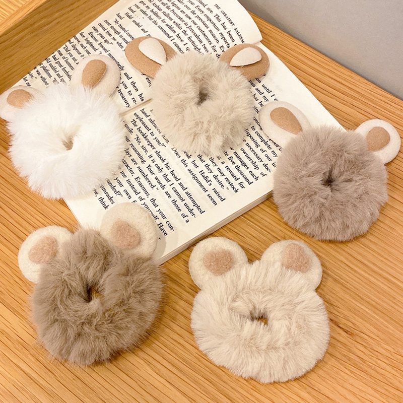 Băng Đô Cài Tóc Tai Thỏ Bằng Lông Mềm Mại Dễ Thương