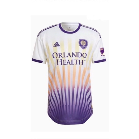 Set Bộ quần áo thể thao bóng đá vải gai thái clb orlando áo trắng quần tím 2022