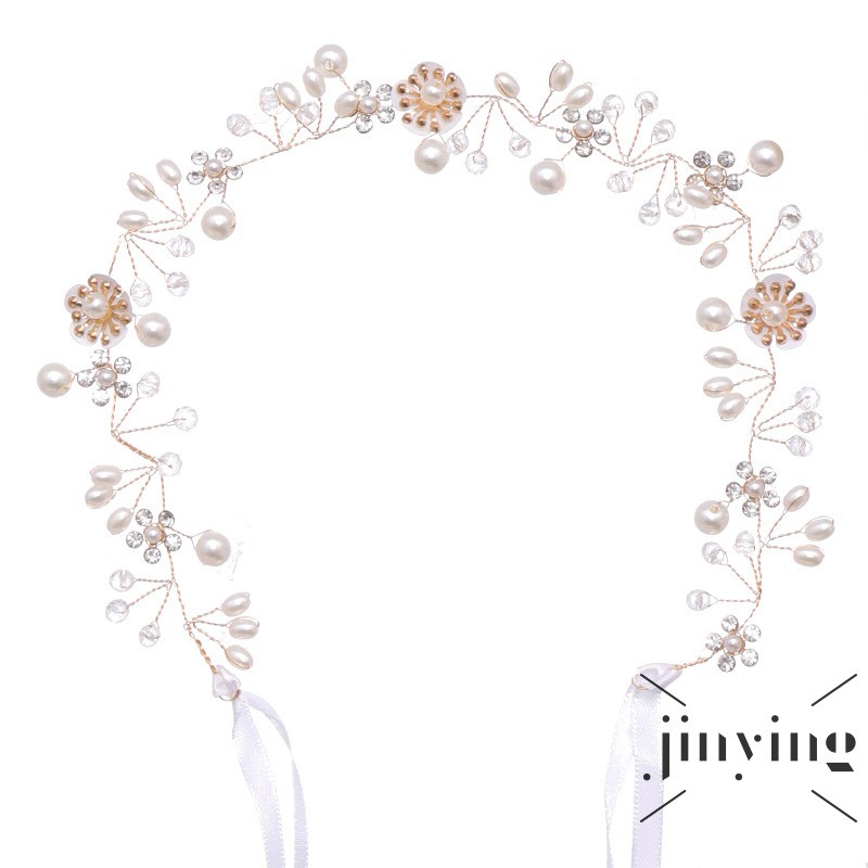 GETNOIVAS Băng đô tự làm hình hoa đính kim cương nhân tạo và ngọc trai cao cấp dành cho cô dâu