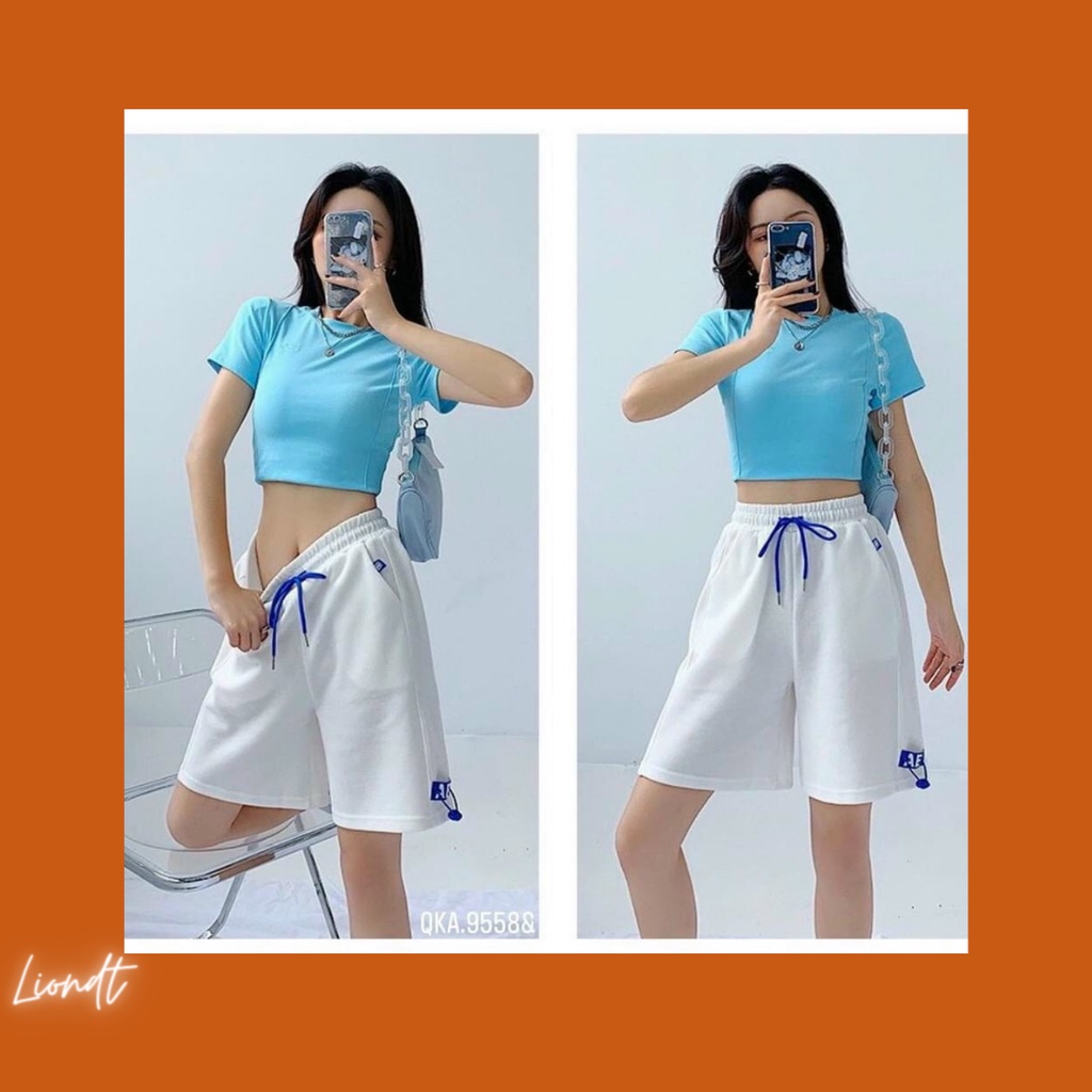 Quần Đùi, Quần Ngố, Quần Cộc Nữ Unisex Mùa Hè, Quần Thể Dục, Thể Thao, Đi học Thiết Kế Dây rút