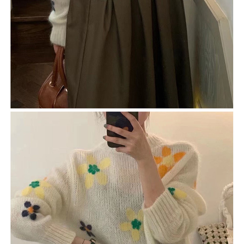 Áo Sweater Cổ Tròn Dáng Rộng Mềm Mại Phong Cách Hàn Quốc Cho Nữ