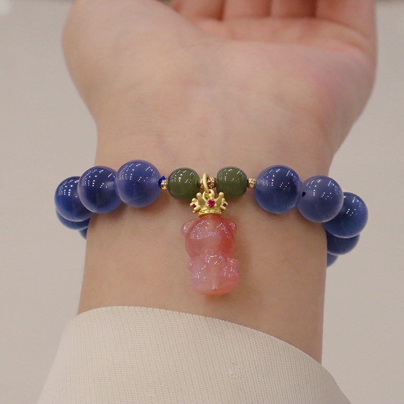 Hàng Mới Về [Hàng Mới Về] Vòng Tay Chuỗi Hạt Đá Mã Não Màu Hồng Xinh Xắn