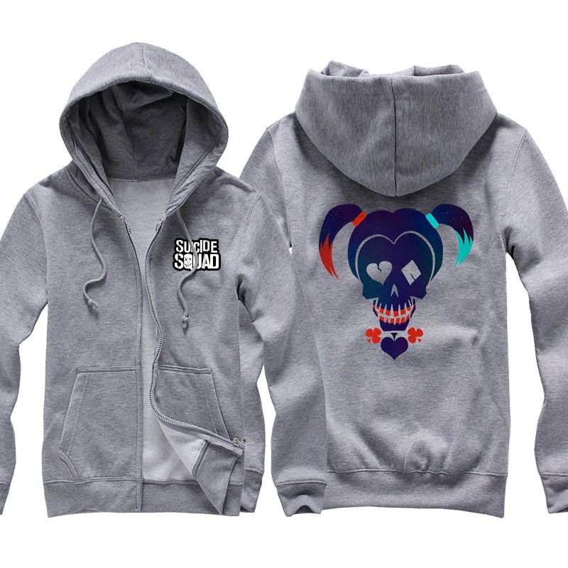 Áo Khoác Hoodie Cotton In Hình Joker Harley Quinn Trong Phim Suicide Squad 2019