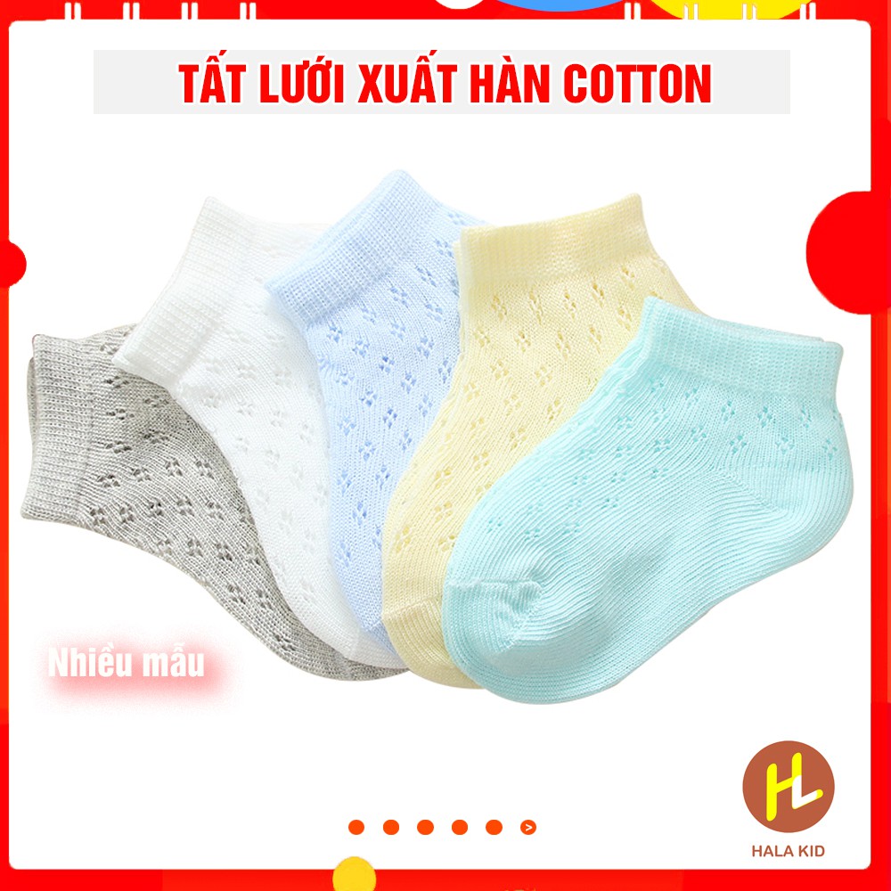 Set 5 đôi TẤT LƯỚI cotton xuất hàn mềm mịn , thoáng mát cho bé 0-3 tuổi -QATE0019