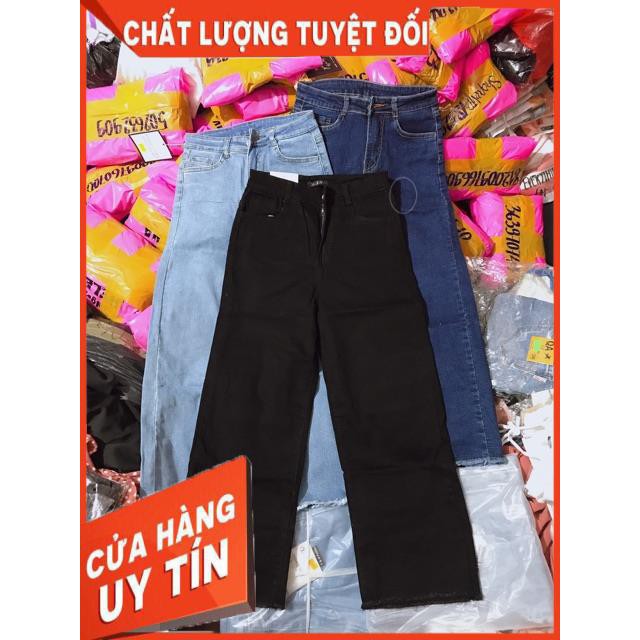 QUẦN JEANS LƯNG SIÊU CAO ỐNG XUÔNG - jeans siêu mềm giãn