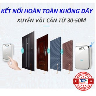 [Chính Hãng] Chuông cửa không dây ATA AT-913A 1 nhấn 2 chuông | 38 kiểu chuông | xuyên vật cản