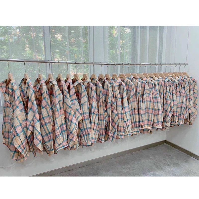 Áo Sơ Mi Nữ Caro Dài Tay Phong Cách Hàn Quốc M0109-Violet