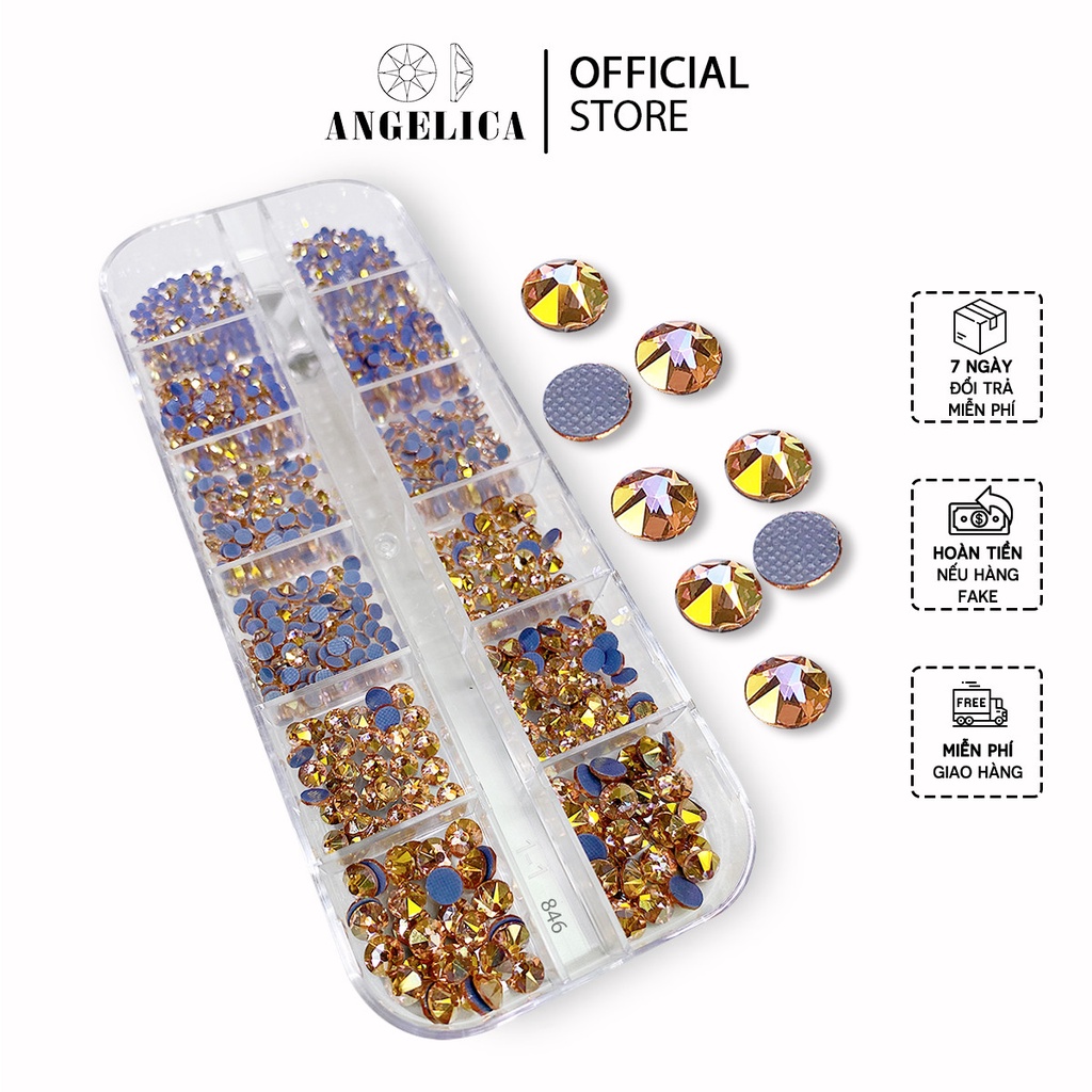 Đá Nail Chân Lưới 16 Khía Heaven Padparadscha Đính Trang Trí Móng ANGELICA 846