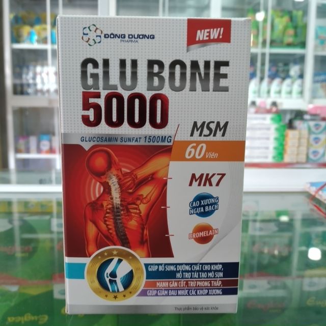 Tái tạo sụn khớp, giảm đau xương khớp GLU BONE 5000 hộp 60 viên