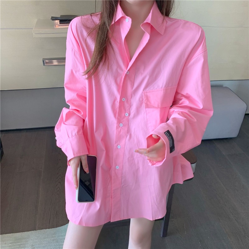 Áo sơ mi nữ tay dài dáng rộng thời trang phong cách Hàn Quốc