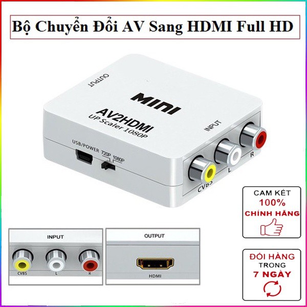 Bộ chuyển đổi âm thanh và video AV sang HDMI Full HD 1080P CVBS tổng hợp sang HDMI