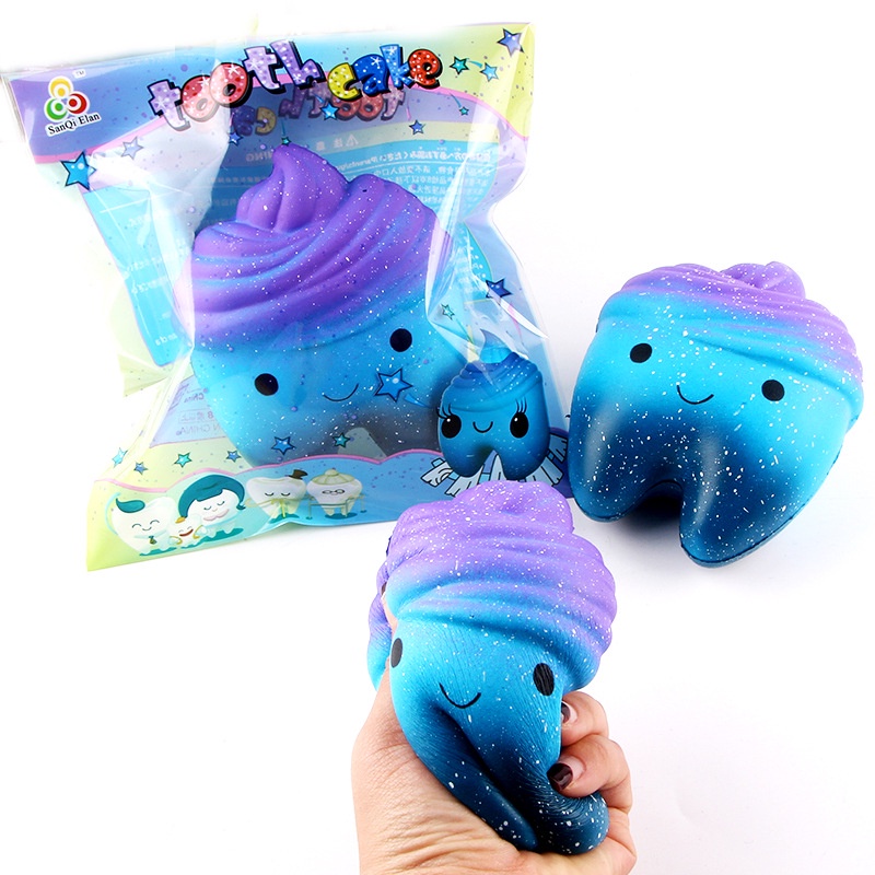 Squishy Lớn JUMBO Hình CÁI RĂNG màu xanh dương Đồ Chơi Xốp Giảm Stress Hình mềm mịn dễ Thương đàn hồi Cho Bé