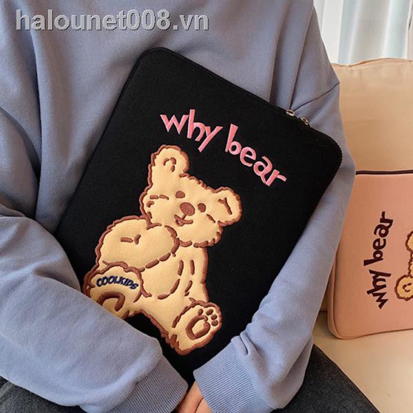 ✤✿Ready stock✿ laptop bag Computer female 13.3-inch Apple notebook portable 14-inch HP Huawei  ipad crooked bear liner