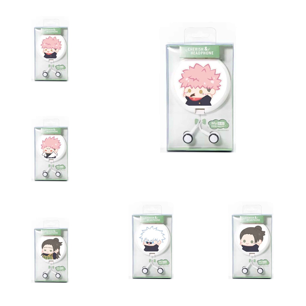 Tai nghe hộp tròn in hình JUJUTSU KAISEN VER TẬP THỂ DỤC chibi anime xinh xắn tiện lợi