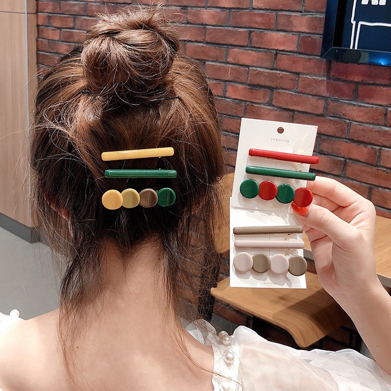 Kẹp Tóc Hình Hạt Đậu Tròn Nhiều Màu Sắc Đơn Giản Thời Trang 2022 Cho Nữ