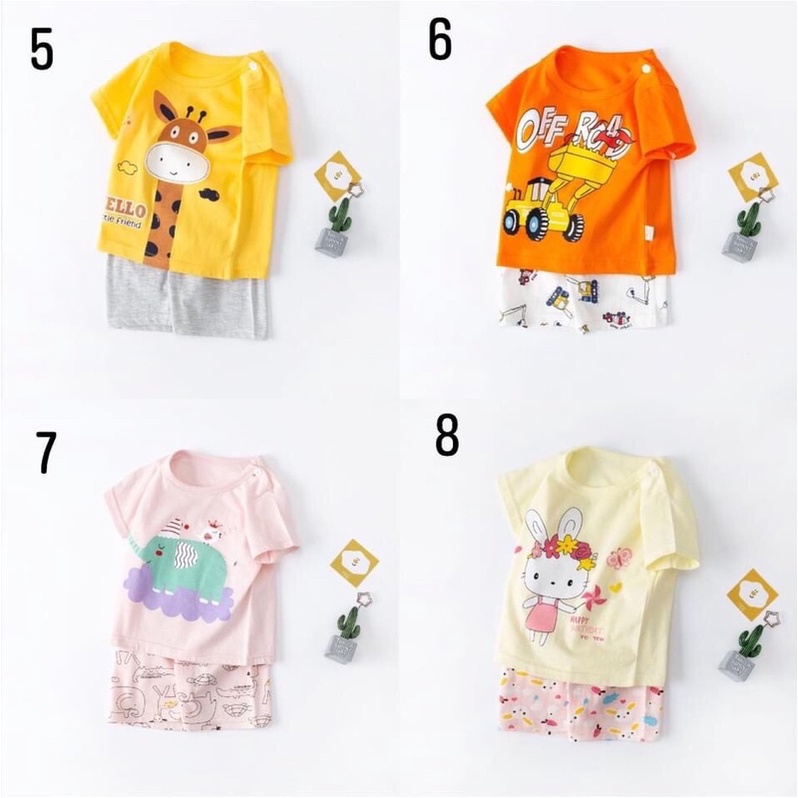 Bộ đồ cộc tay cho bé trai bé gái hàng Quảng Châu, bộ đồ cotton cho bé nhiều hình xinh xắn
