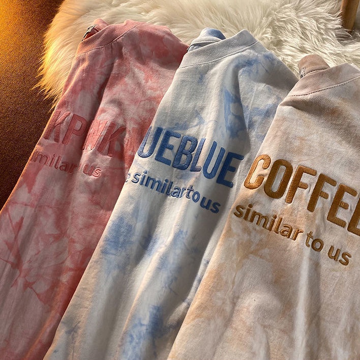 Áo Thun Tay Ngắn Dáng Rộng Thêu Chữ Phong Cách Mới Thời Trang Mùa Hè Cho Cặp Đôi 2022