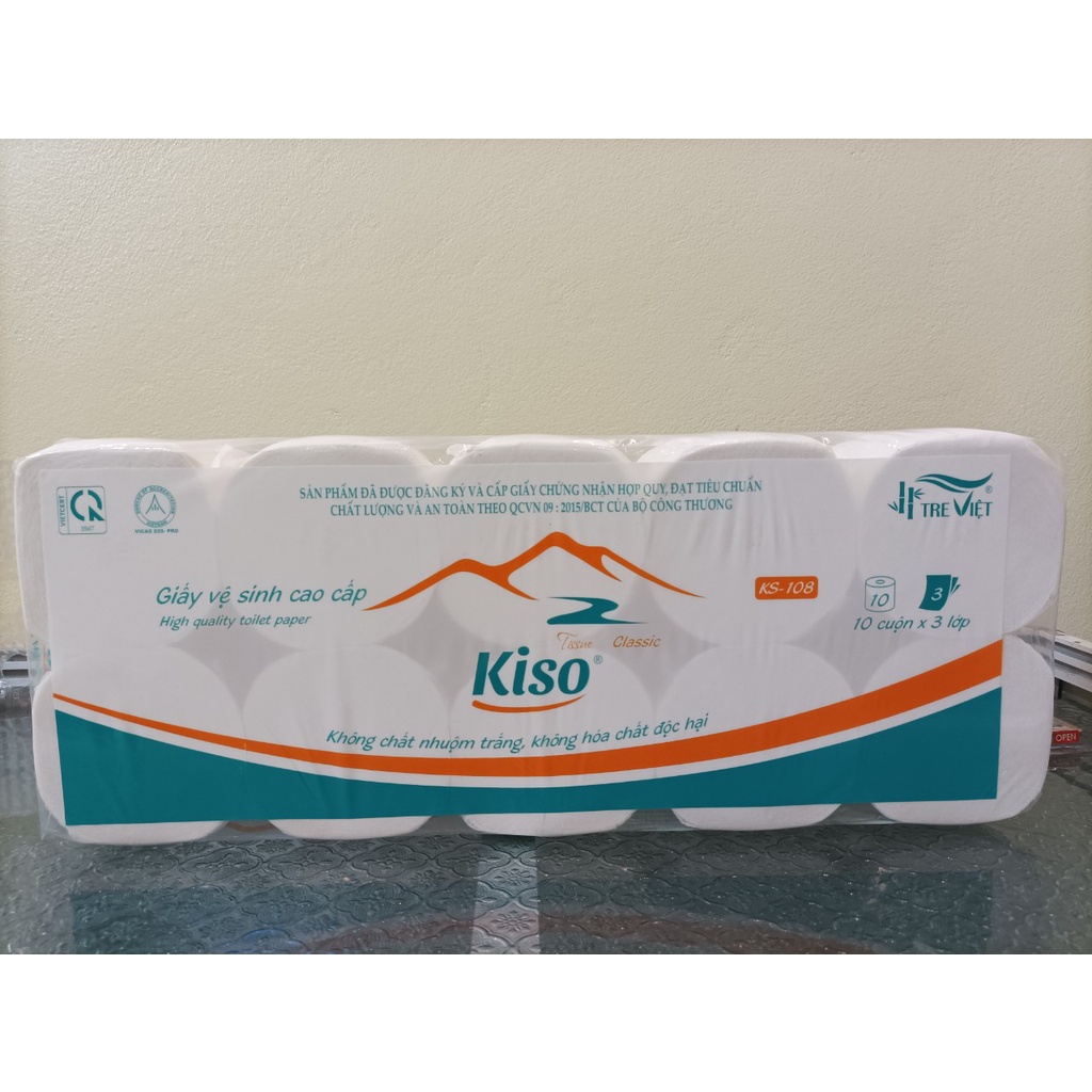 Giấy vệ sinh Kiso - Việt Nhật 3 lớp siêu dai, 10 cuộn