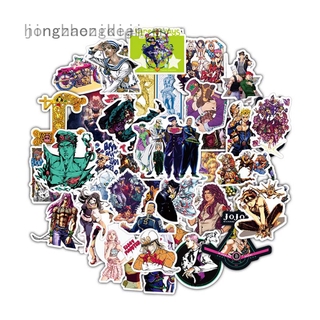 Bộ 50 Miếng Dán Trang Trí Xe Hơi Bằng PVC Chống Thấm Nước Họa Tiết JoJo's Bizarre Adventure