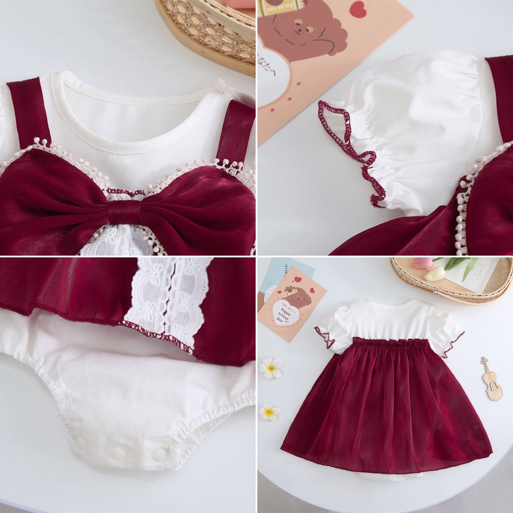 Bộ Áo Liền Quần Tay Dài Phong Cách Công Chúa Thời Trang 2290 Cho Bé Gái