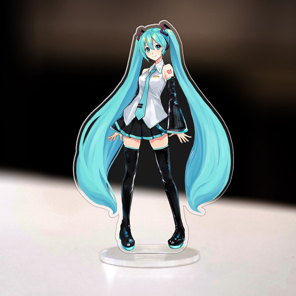 Mô hình đứng standee Miku Hatsune cao 15cm trang trí góc học tập bàn làm việc