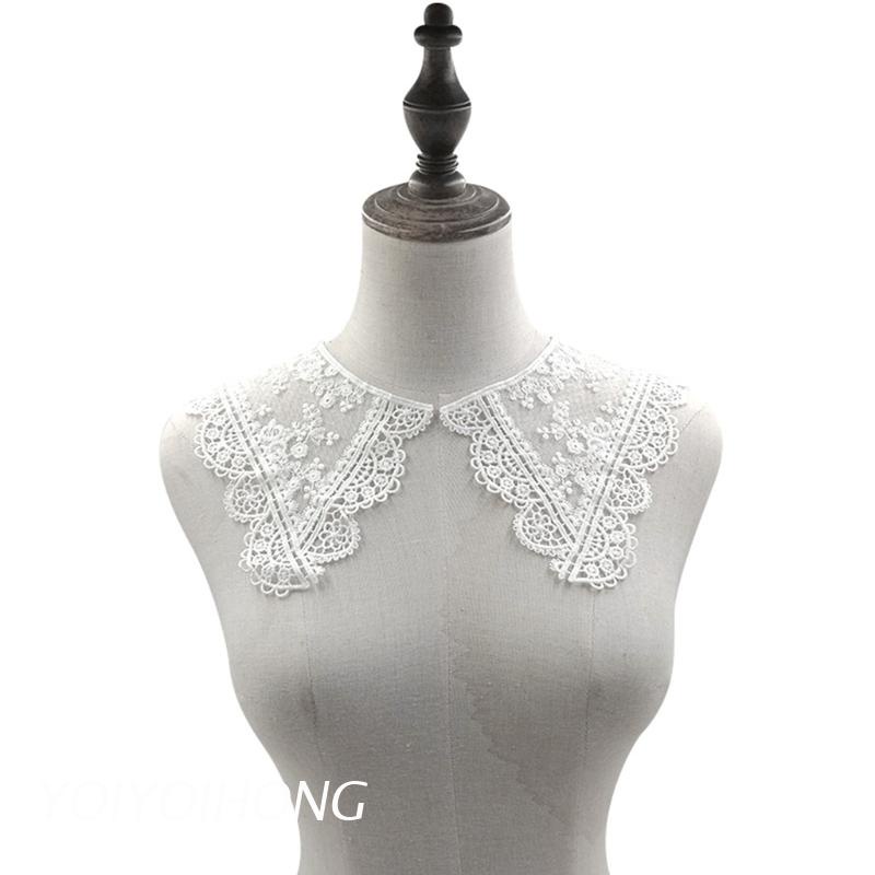 1 Cổ Áo Sơ Mi Giả Bằng Polyester Phối Ren Có Thể Tháo Rời Dành Cho Nữ