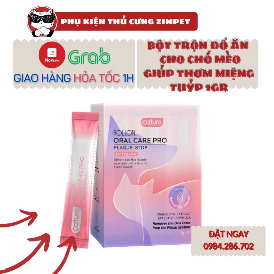 Bột trộn thức ăn giúp thơm miệng, loại bỏ mảng bám chân răng cho chó mèo Cature - Zimpet