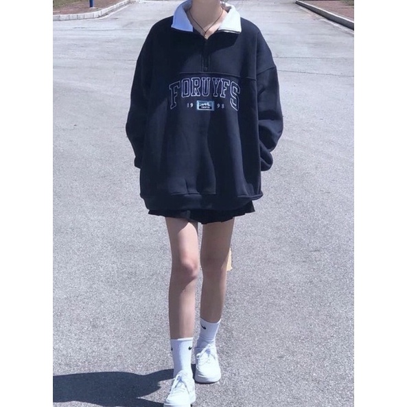 [HÀNG SẴN]ÁO NỈ SWEATER CỔ POLO xanh dương form oversize | BigBuy360 - bigbuy360.vn