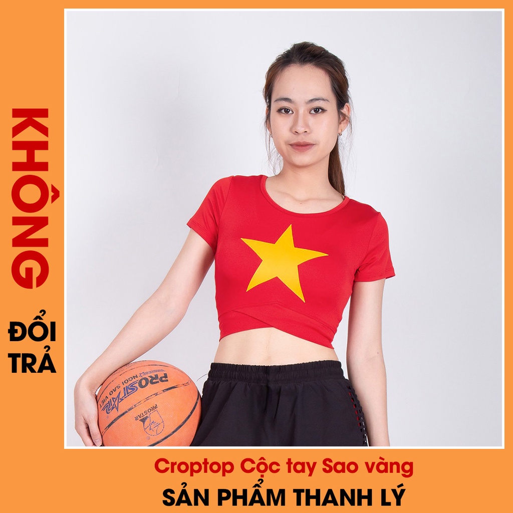 Áo thể thao bẩn, lỗi Thanh lý (Không đổi trả) Croptop cộc tay Sao vàng - Croptop vạt chéo Sao vàng