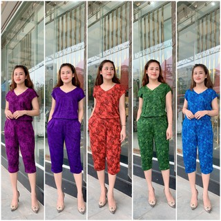 Bộ lanh thái quần ngố áo cổ tim