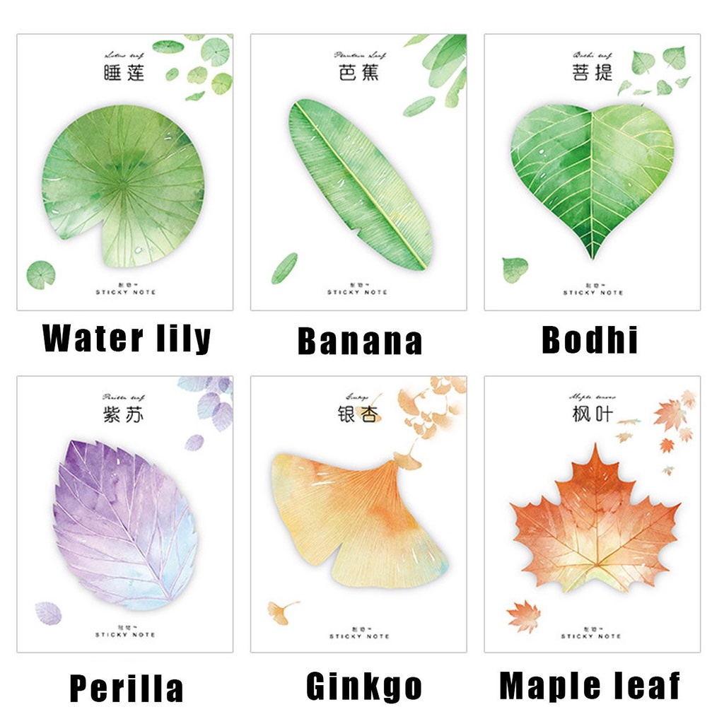 Set 30 Giấy Ghi Chú Hình Chiếc Lá Dễ Thương Sáng Tạo