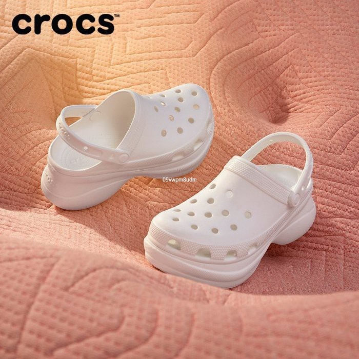 CROCS Giày sandal đế dày phối khóa đính đá xinh xắn thời trang