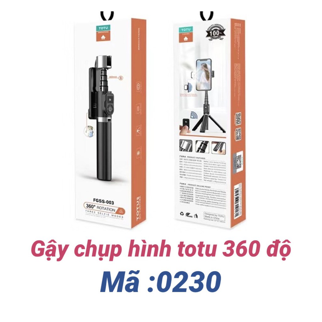 Gậy chụp hình Android/ IOS có điều khiển từ xa kết nối Bluetooth 3 trong 1 linh hoạt 360 do có chân đế hiệu Totu