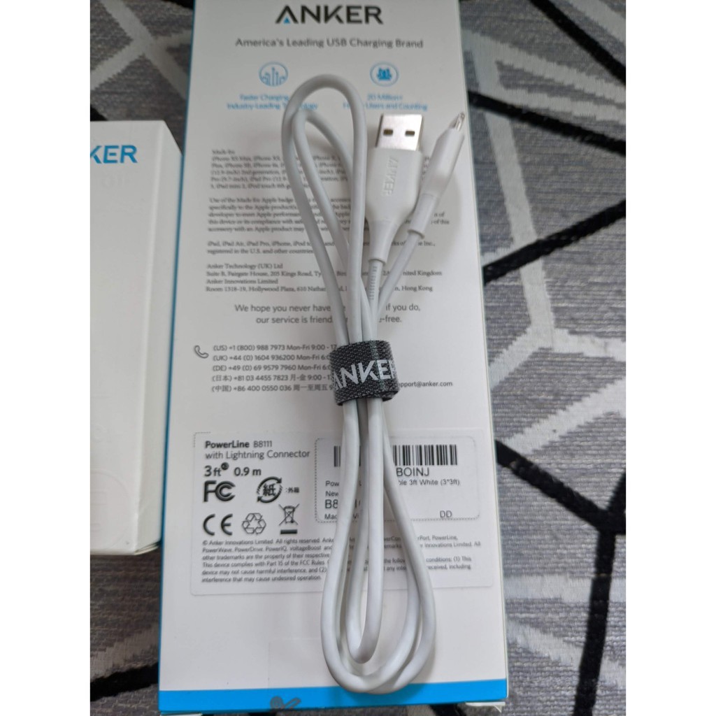 [ Giá siêu rẻ,chính hãng 100% ]  Cáp sạc Anker Powerline Lightning MFi 0.9m (90cm) xách tay USA new 100% - A8111 cho App