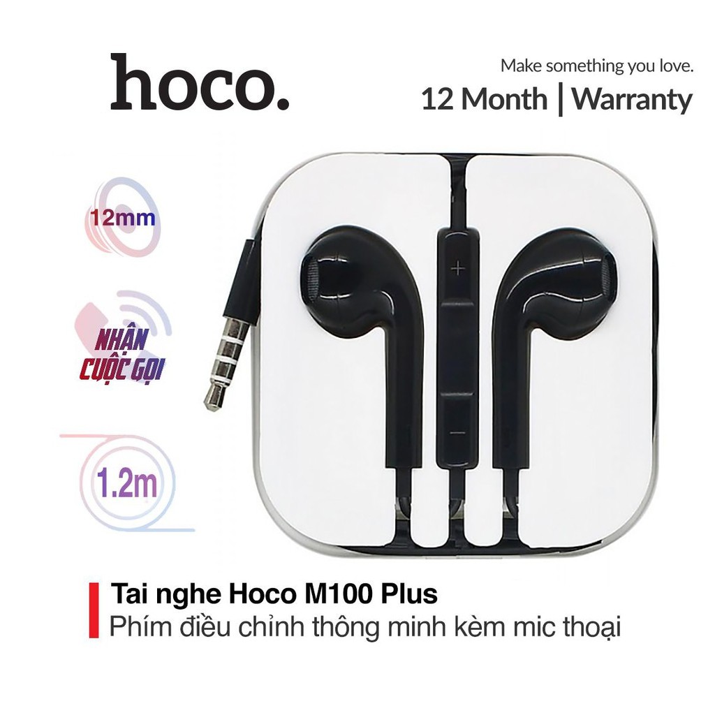 ⚡Mới⚡TAI NGHE ÂM THANH HAY HOCO M55/M100 Plus NHÉT TAI DÂY CÓ MIC JACK 3.5mm cho Điện Thoại IPhone Android