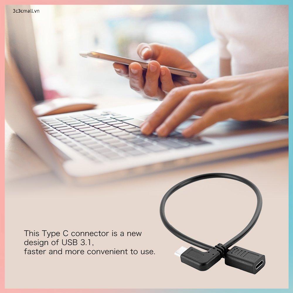 ⚡Promotion⚡0.3 Meters Reversible Design Type C USB 3.1 90 Degree Male To USB-C Female Extension Data Cable Extender Cord