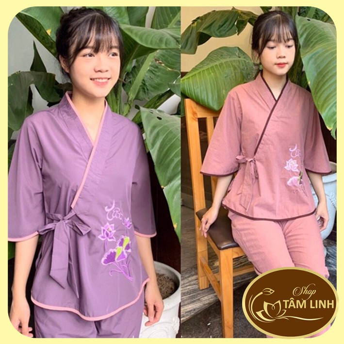 Đồ Lam Đi Chùa _Nhật Nơ Hoa Thêu