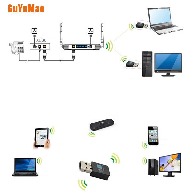 [cGUYU] Bộ chuyển đổi Wlan USB không dây 300Mbps 802.11 b / g / n Mạng LAN Dongle FRG