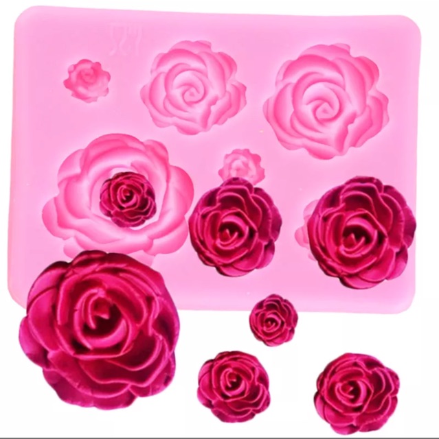 Khuôn rau câu silicon 4D 7 hoa hồng ( kèm hình thật)