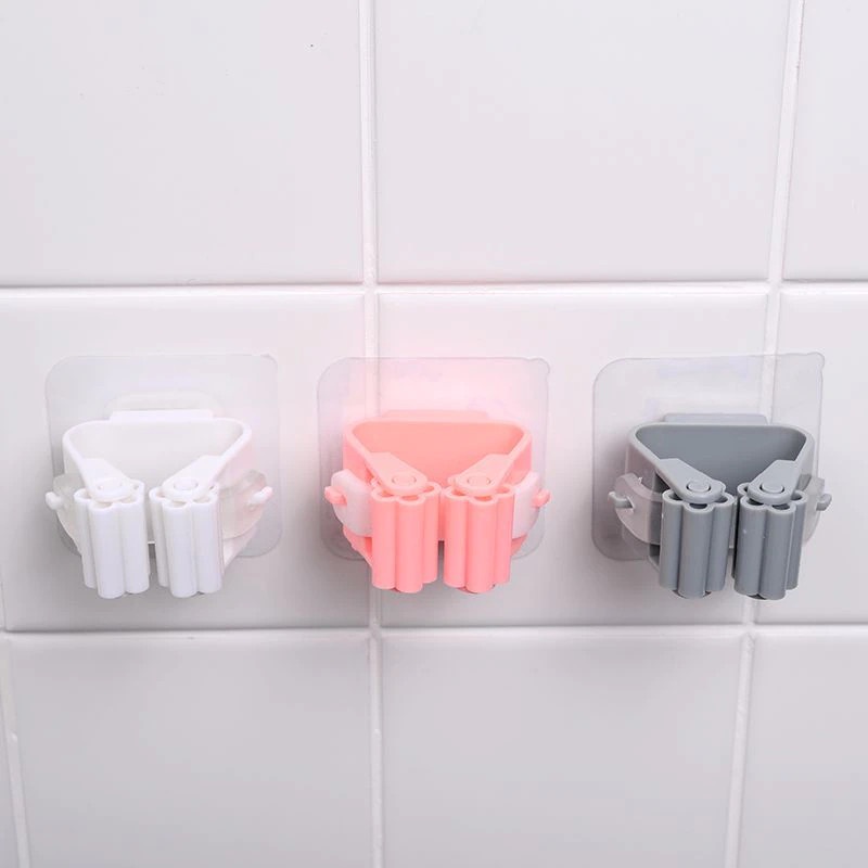 Móc kẹp cây lau nhà, treo chổi dán tường chống thấm nước